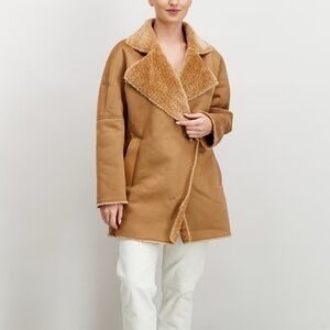 Calvin Klein Womens Midi Warm Faux Fur Coat